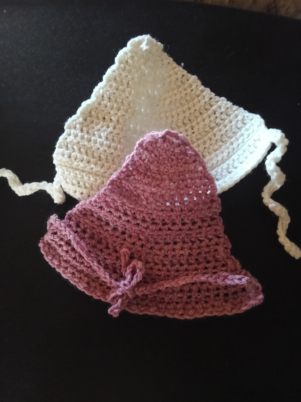 Handmade Kids Crochet Hairkercheif - Pink and Cream